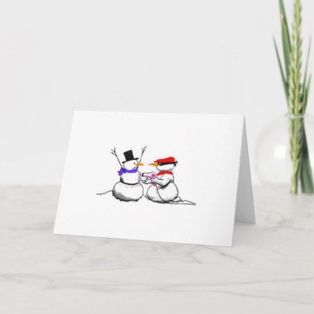 Funny Snowman Stick Up Christmas Card