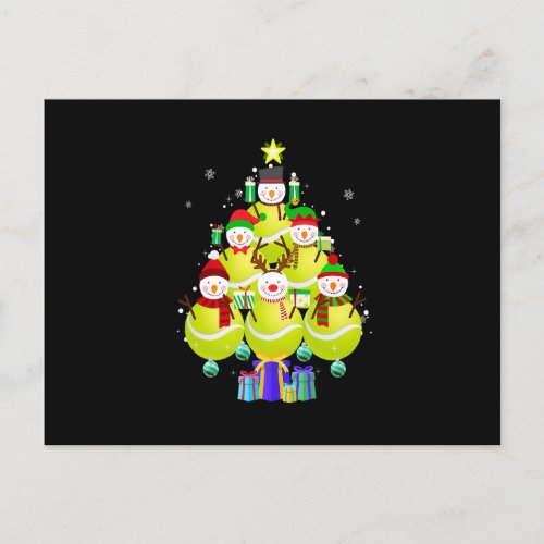 Funny Snowman Tennis Christmas Tree Ornaments Boys Announcement Postcard