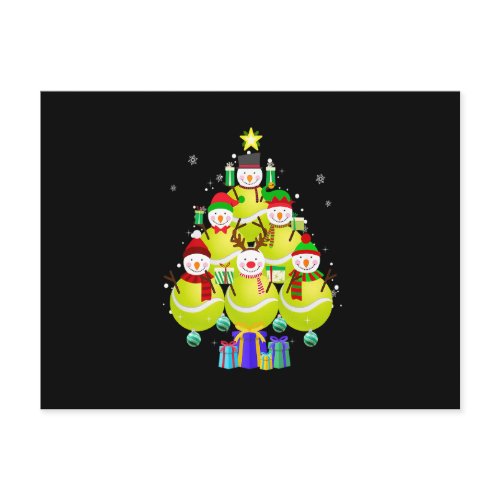 Funny Snowman Tennis Christmas Tree Ornaments Boys Announcement Postcard