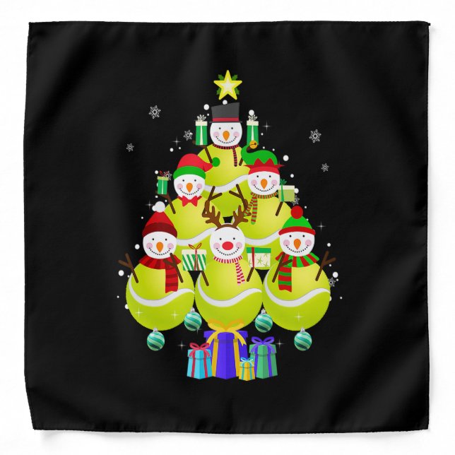 Funny Snowman Tennis Christmas Tree Ornaments Boys Bandana (Front)