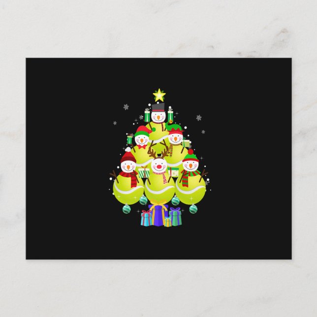 Funny Snowman Tennis Christmas Tree Ornaments Boys Postcard (Front)