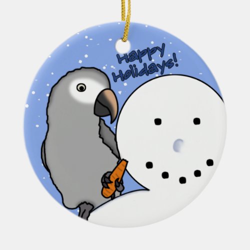 Funny Snowman Timneh African Grey Ornament