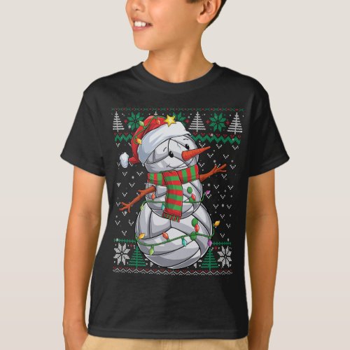Funny Snowman Volleyball Christmas Ball Ugly Sweat T_Shirt