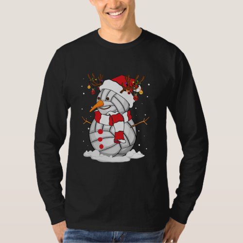 Funny Snowman Volleyball Christmas Pajama Santa T_Shirt
