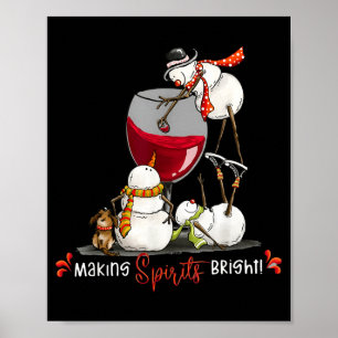 Funny Snowman Wine Christmas Holiday Poster