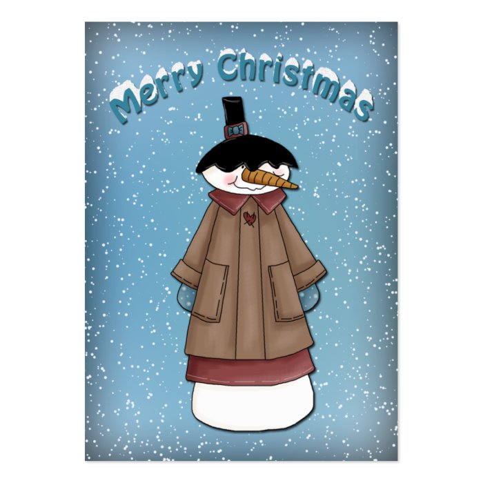 Funny Snowman with coat Business Cards