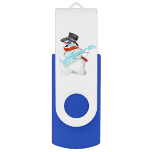 Funny Snowman with Guitar Flash Drive