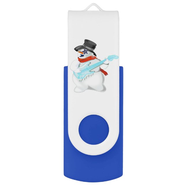 Funny Snowman with Guitar Flash Drive (Front Vertical)