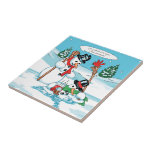 Funny Snowman With Hot Chocolate Cartoon Tile at Zazzle
