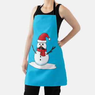 Funny Snowman with Mustache and Carrot Apron