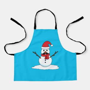 Funny Snowman with Mustache and Carrot Apron