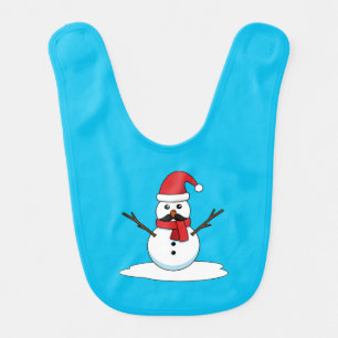 Funny Snowman with Mustache and Carrot Baby Bib