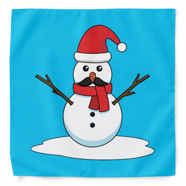 Funny Snowman with Mustache and Carrot Bandana (Front)