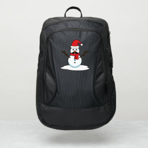 Funny Snowman with Mustache and Carrot Port Authority® Backpack
