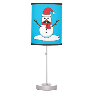 Funny Snowman with Mustache and Carrot Table Lamp