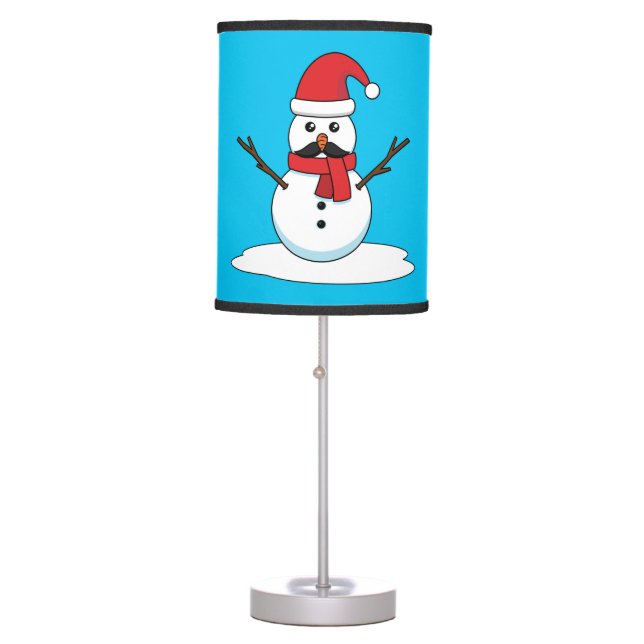 Funny Snowman with Mustache and Carrot Table Lamp (Front)