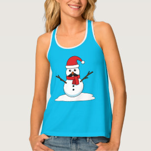 Funny Snowman with Mustache and Carrot Tank Top