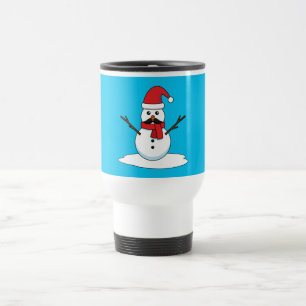 Funny Snowman with Mustache and Carrot Travel Mug