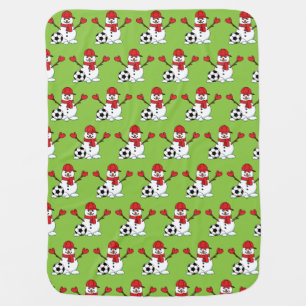Funny Snowman with Soccer Ball Baby Blanket