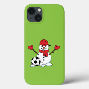 Funny Snowman with Soccer Ball iPhone 13 Case
