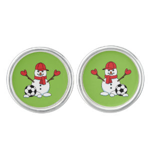 Funny Snowman with Soccer Ball Cufflinks