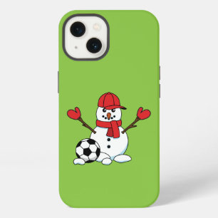 Funny Snowman with Soccer Ball iPhone 13 Case