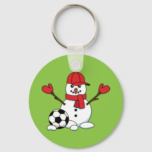 Funny Snowman with Soccer Ball Keychain