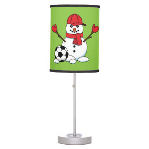 Funny Snowman with Soccer Ball Table Lamp
