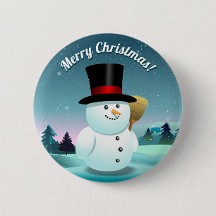 Funny Snowman With Top Felt Hat Button