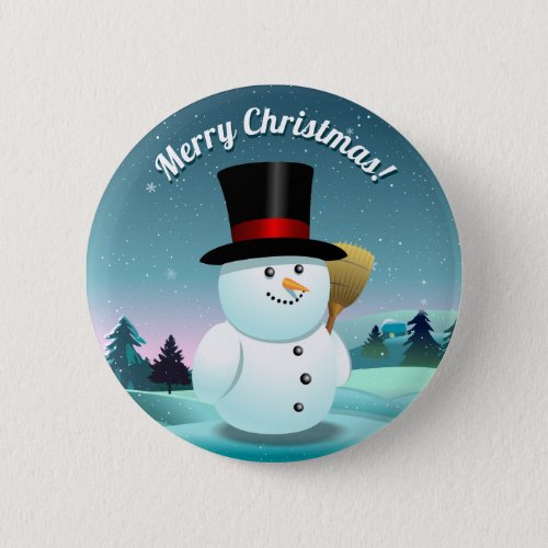 Funny Snowman With Top Felt Hat Button