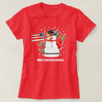 Funny Snowman with US flag Christmas T-Shirts