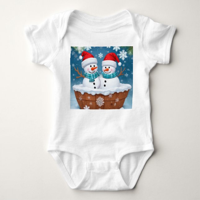 Funny Snowmen Baby Bodysuit (Front)