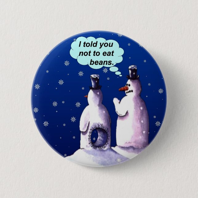 Funny Snowmen Cartoon Button (Front)