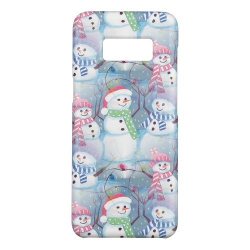 Funny Snowmen Christmas Tree String Lights Pattern Case_Mate Samsung Galaxy S8 Case