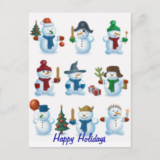 funny snowmen holiday postcard