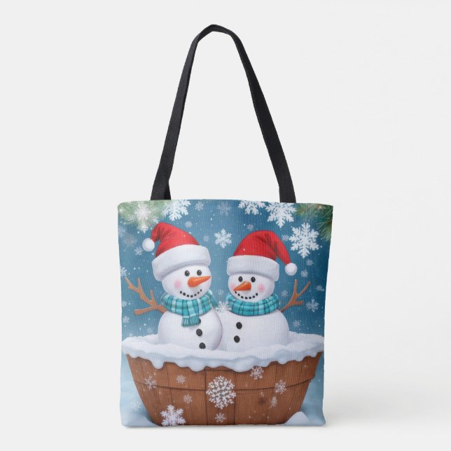 Funny Snowmen  Tote Bag (Back)