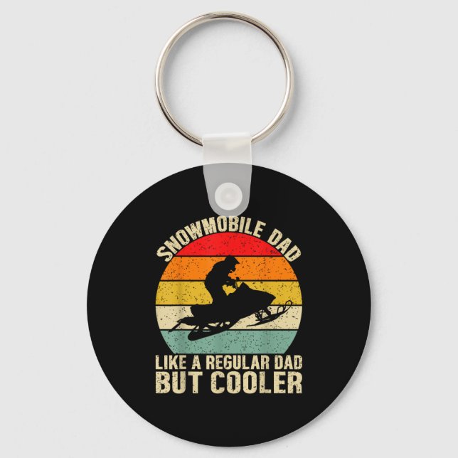 Funny Snowmobile Dad Like A Regular But Cooler Win Keychain (Front)