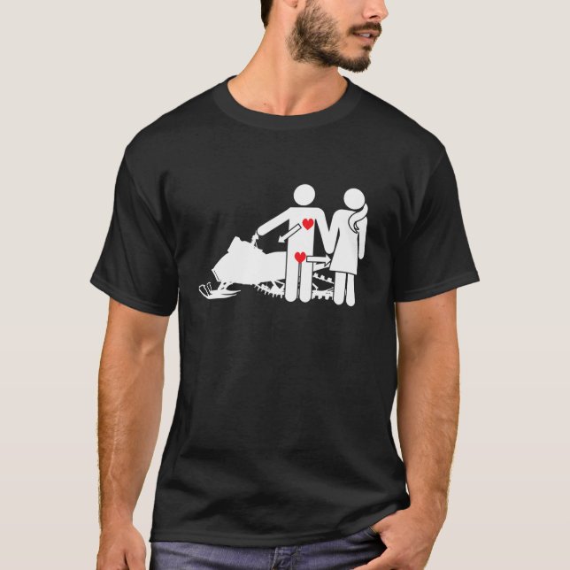Funny Snowmobile Snowmobiling T-Shirt (Front)