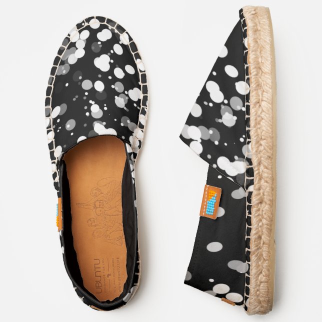 Funny Snowy Black and White Dots Pattern Modern Espadrilles (Side)