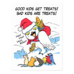 Funny snowy owl santa meme postcard