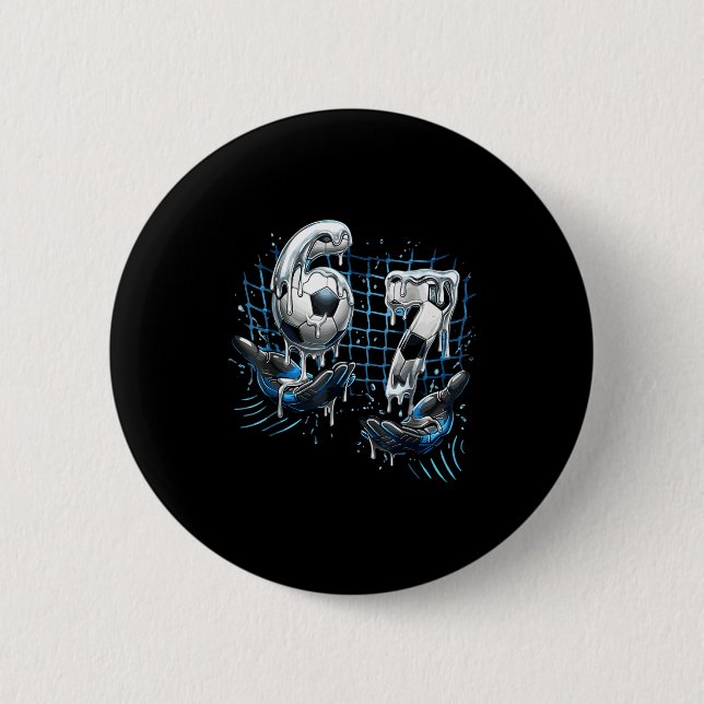 Funny Soccer 67 Six Seven Funny Number 67 Meme Foo Button (Front)