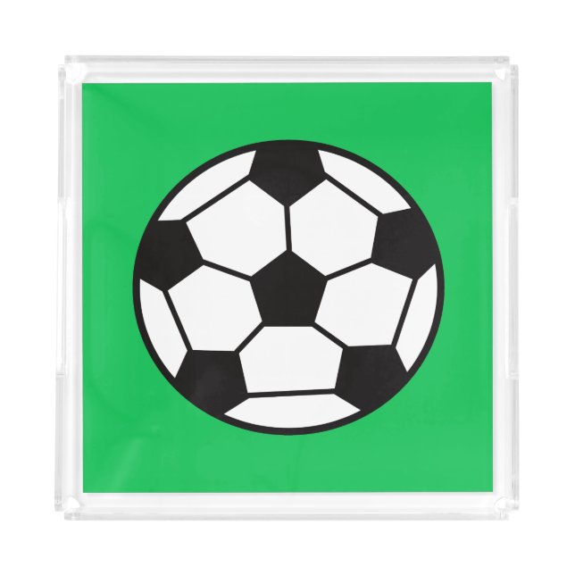 Funny Soccer Ball On Green Background Acrylic Tray (Medium)