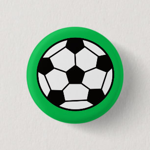 Funny Soccer Ball On Green Background Button