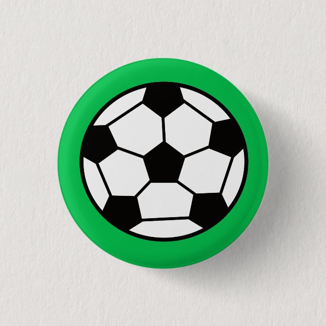 Funny Soccer Ball On Green Background Button (Front)