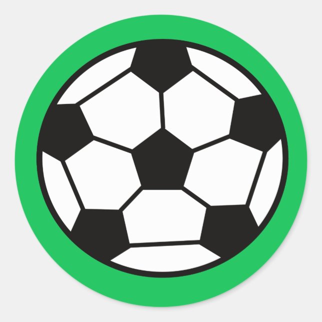 Funny Soccer Ball On Green Background Classic Round Sticker (Front)