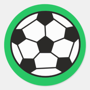 Funny Soccer Ball On Green Background Classic Round Sticker