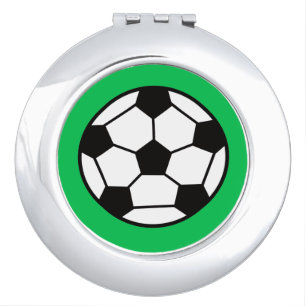 Funny Soccer Ball On Green Background Compact Mirror