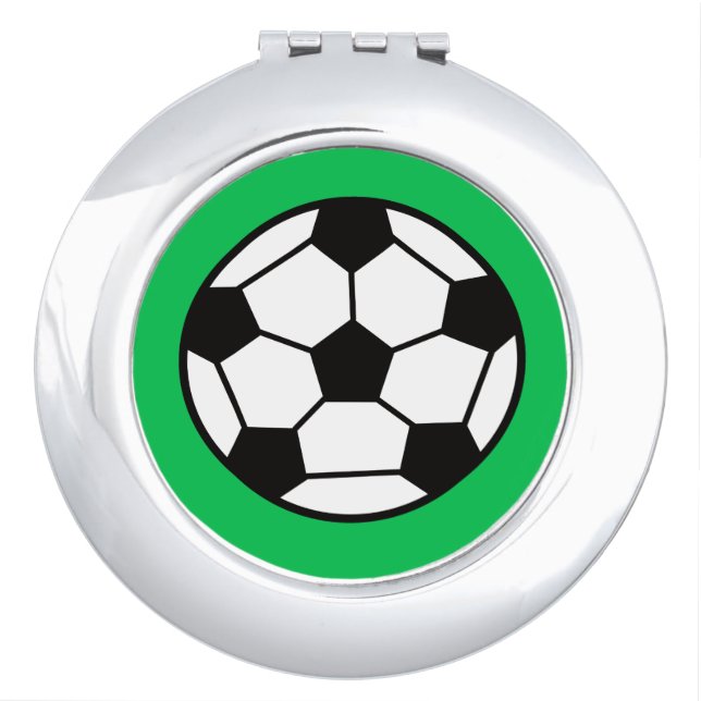 Funny Soccer Ball On Green Background Compact Mirror (Front)