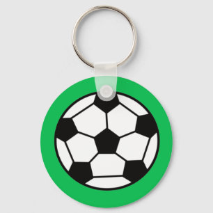 Funny Soccer Ball On Green Background Keychain