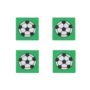 Funny Soccer Ball On Green Background Stone Magnet